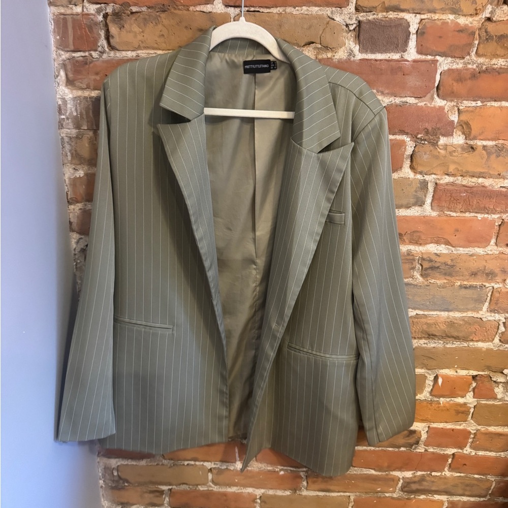 Green Pinstripe Blazer